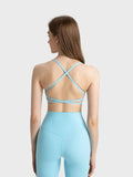Crisscross Back Scoop Neck Active Cami with Detachable Chest Pads - CELIVINE