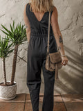 Wrap Surplice Sleeveless High Waist Jumpsuit - CELIVINE