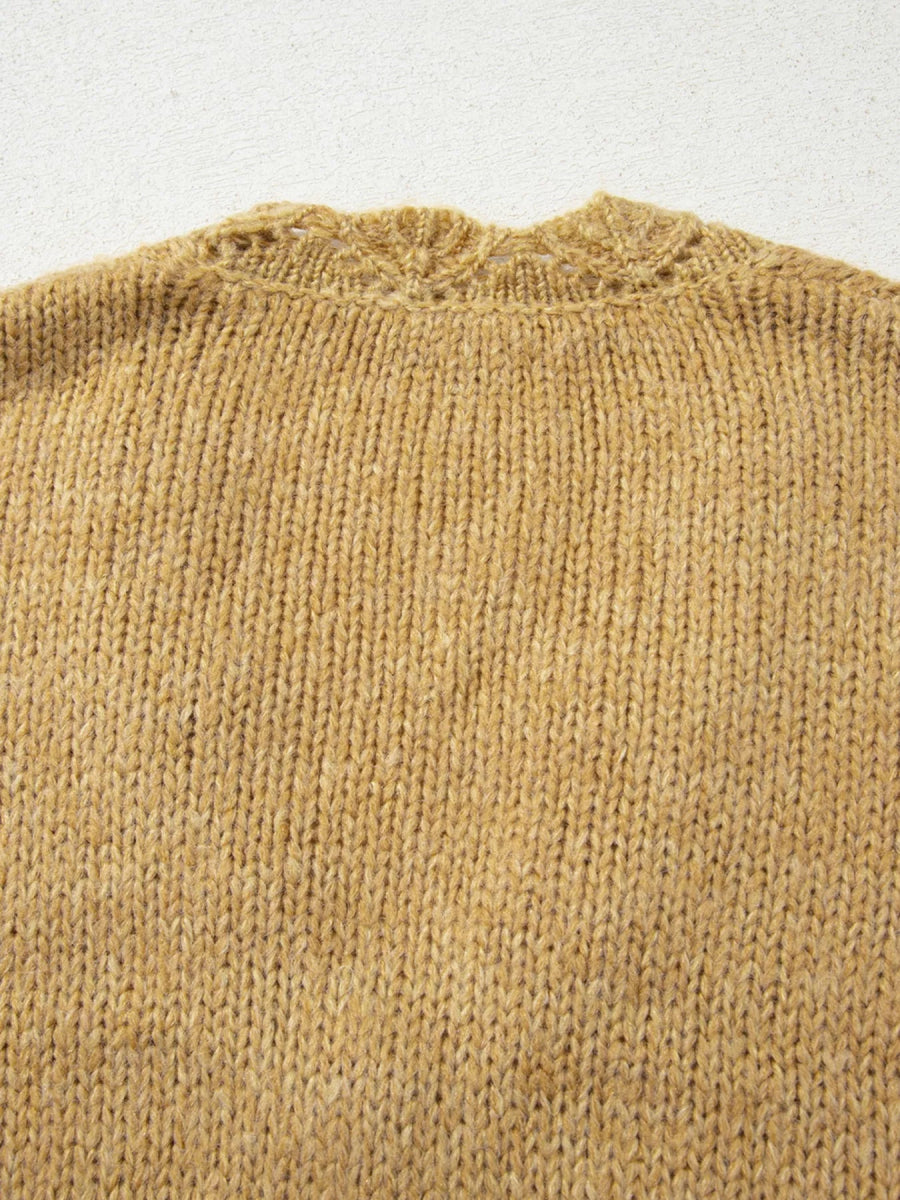 Lantern Sleeve Scallop V Neck Buttoned Front Cardigan - CELIVINE