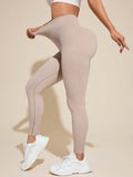 Solid High Rise Active Leggings - CELIVINE