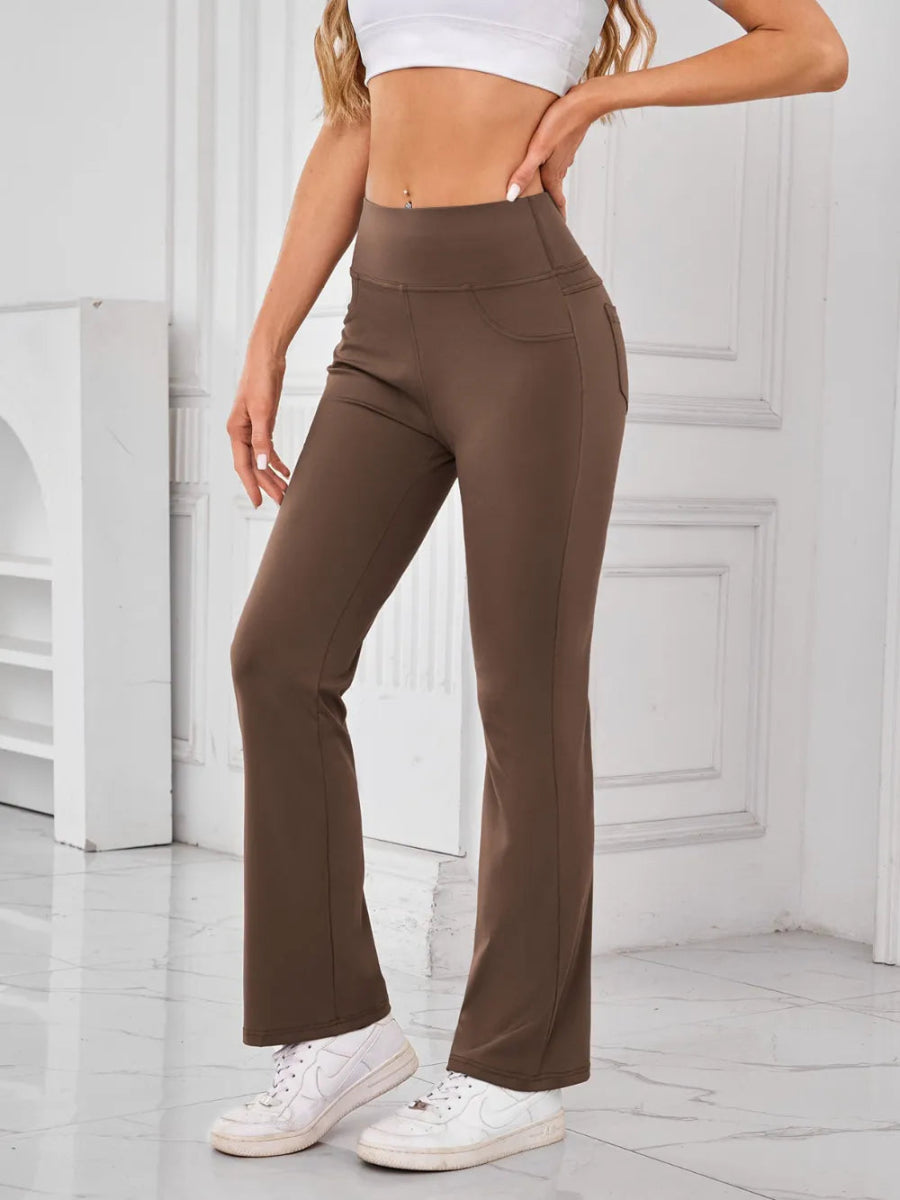 High Waist Active Pants with Pockets - CELIVINE