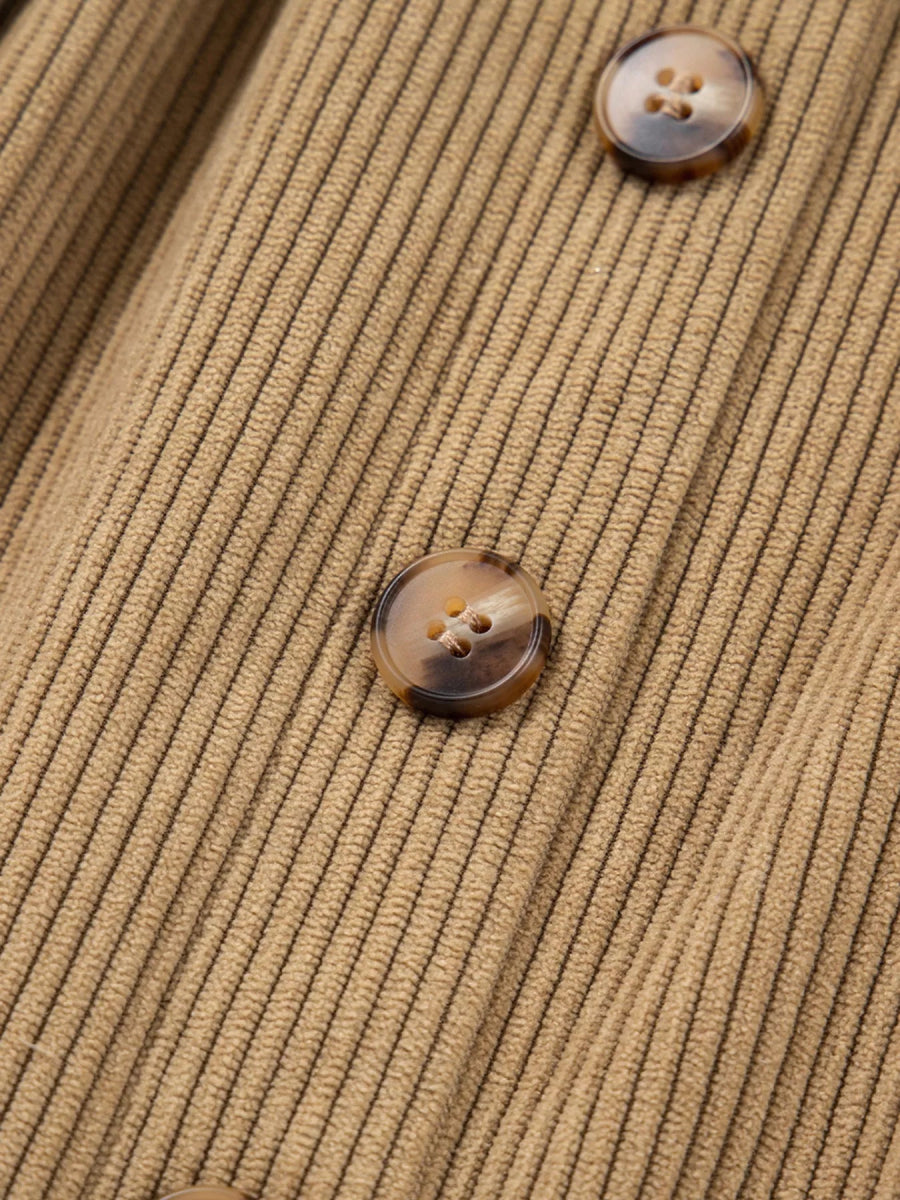 Corduroy Buttoned Front Mini Skirt - CELIVINE