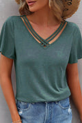 V - Neck Short Sleeve T-Shirt - CELIVINE