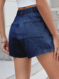 High Waist Cargo Denim Shorts - CELIVINE