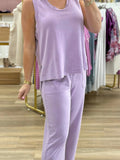 Mineral Wash Casual Round Neck Tank and Loose Drawstring Pants Set - CELIVINE