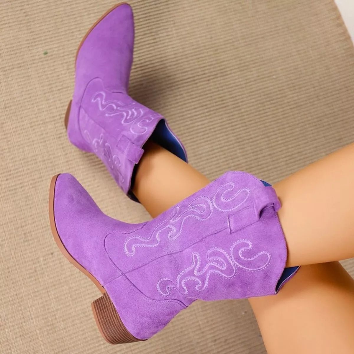 Point Toe Block Heels Boots - CELIVINE