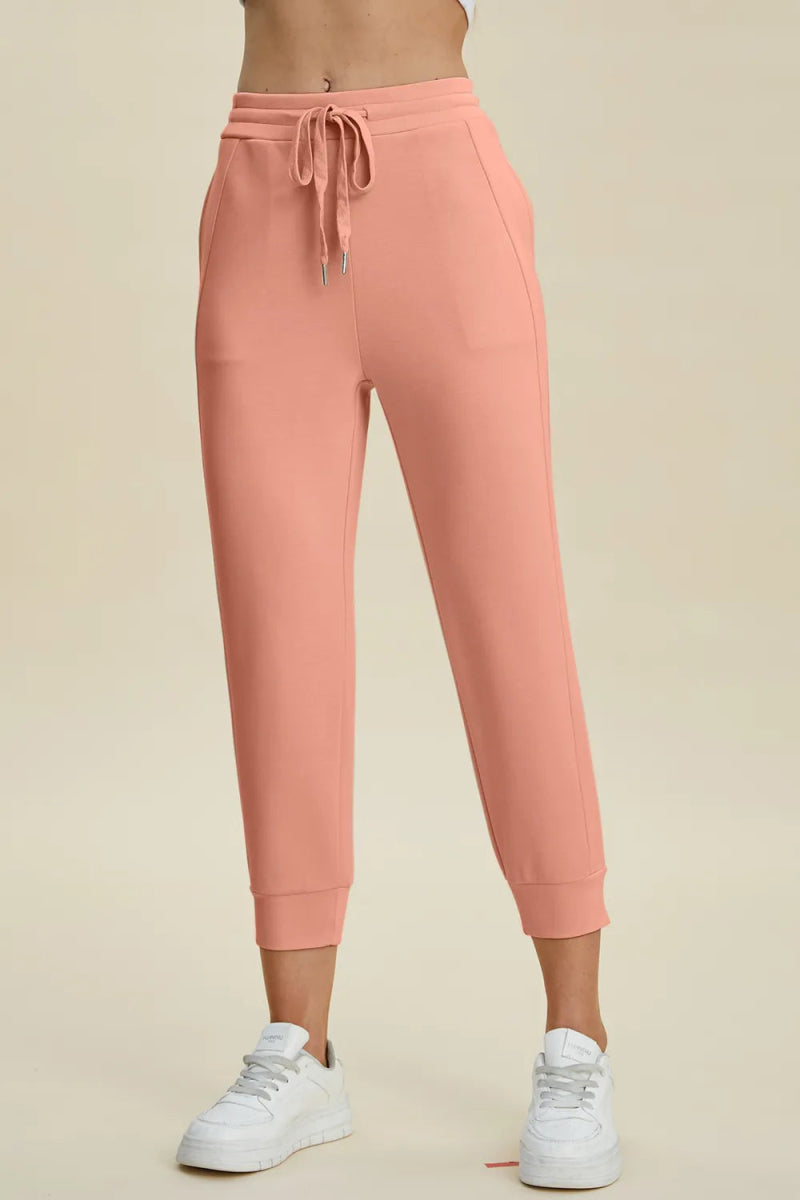 Basic Bae Full Size Air Scuba Drawstring High Waist Cropped Pants - CELIVINE