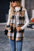 Plaid Button Up Vest Coat - CELIVINE