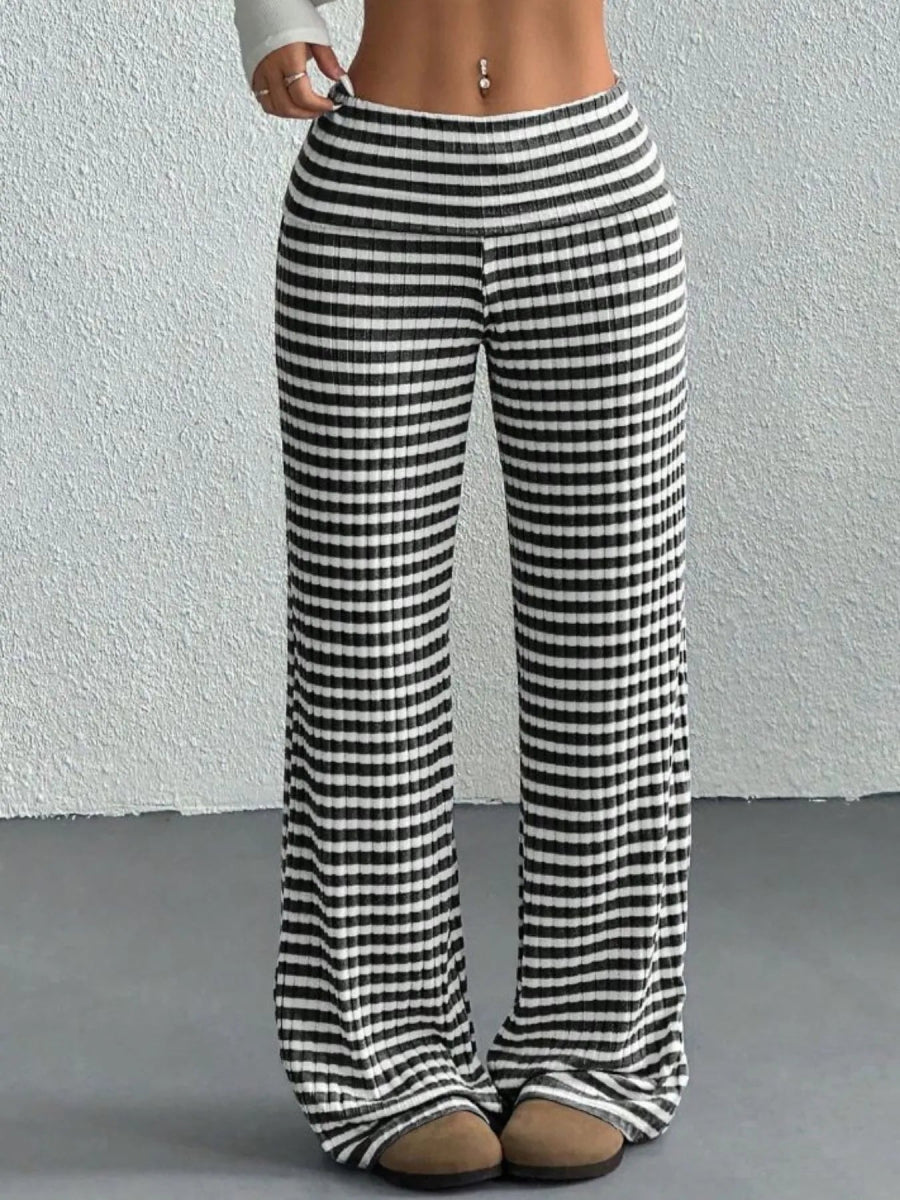 Striped Wide Leg Pants - CELIVINE