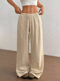 Full Size Drawstring Wide Leg Pants Plus Size - CELIVINE