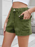High Waist Cargo Denim Shorts - CELIVINE