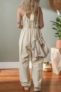 Ruched Sleeveless Wide Leg Jumpsuit - CELIVINE