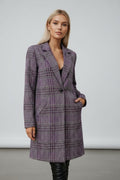 Plaid Lapel Collar Longline Blazer - CELIVINE