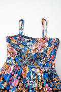 Floral Smocked Spaghetti Straps Wide Leg Jumpsuit - CELIVINE