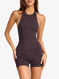 Halter Neck Cami and Shorts Active Set - CELIVINE