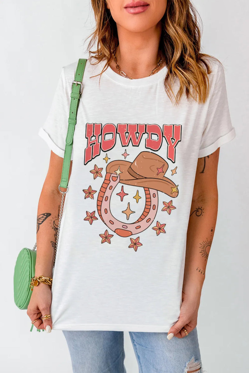 Graphic Round Neck Short Sleeve T-Shirt - CELIVINE