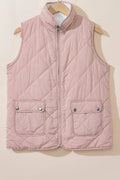 Fuzzy Zip Up Vest Coat with Pockets - CELIVINE