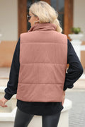 Pocketed Zip Up Turtleneck Vest Coat - CELIVINE