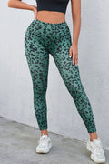 Leopard Print Wide Waistband Leggings - CELIVINE