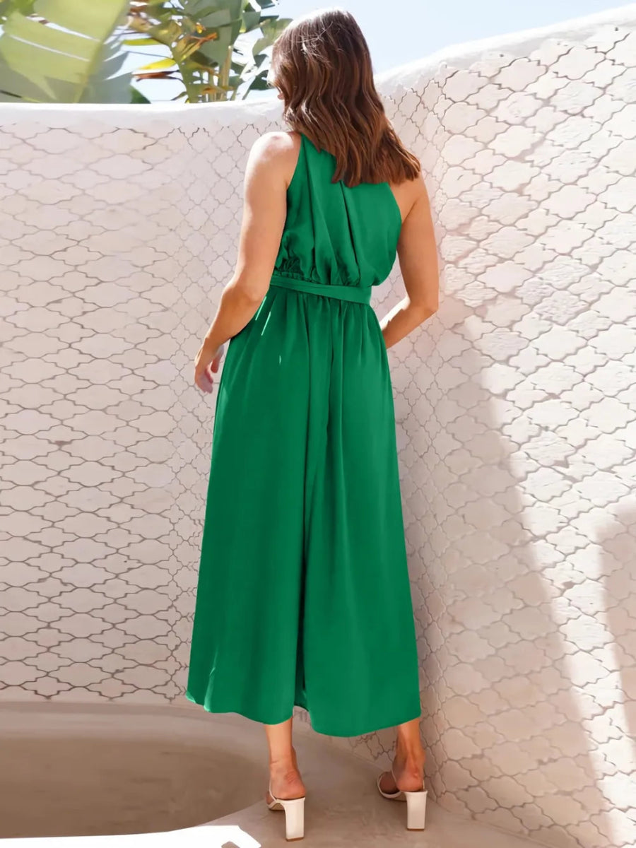 Single Shoulder Midi Dress - CELIVINE