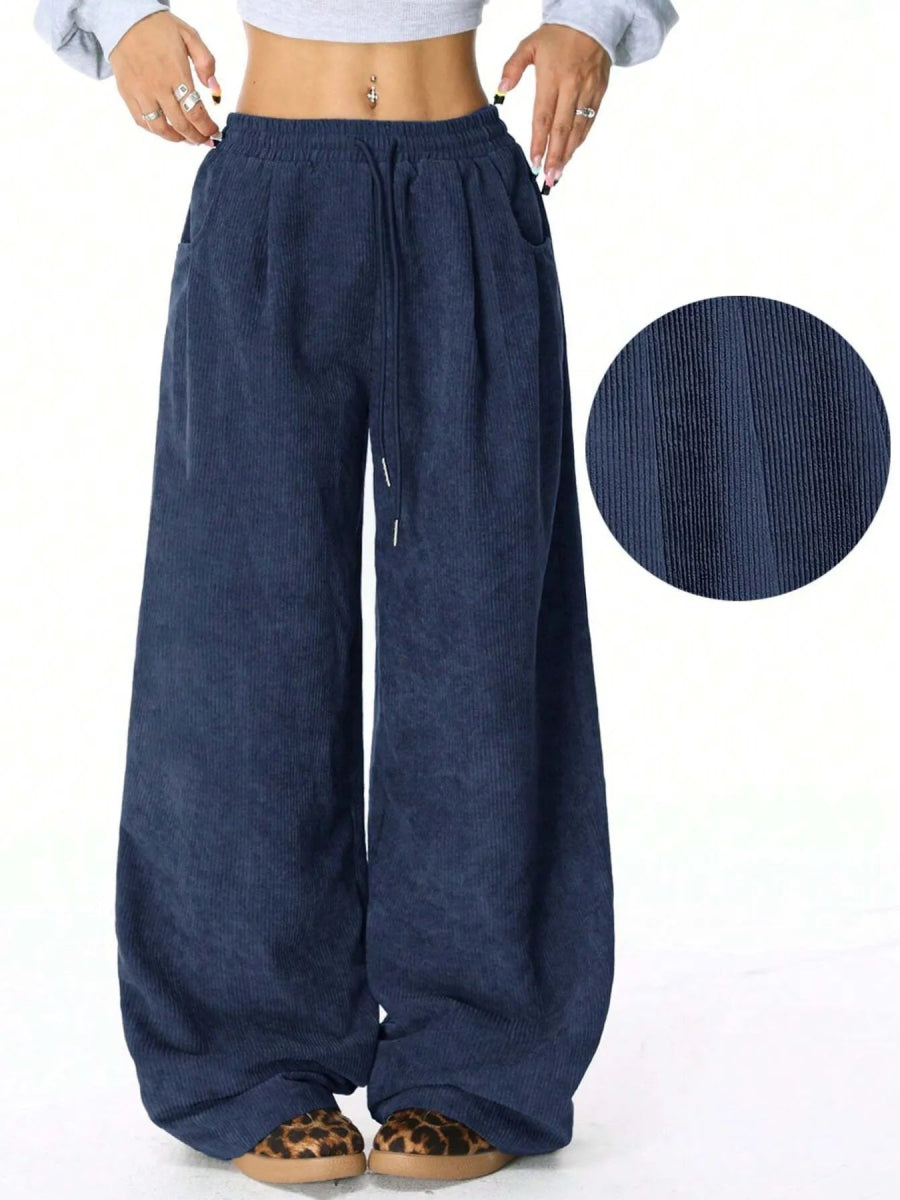 Wide Leg Drawstring Pants - CELIVINE