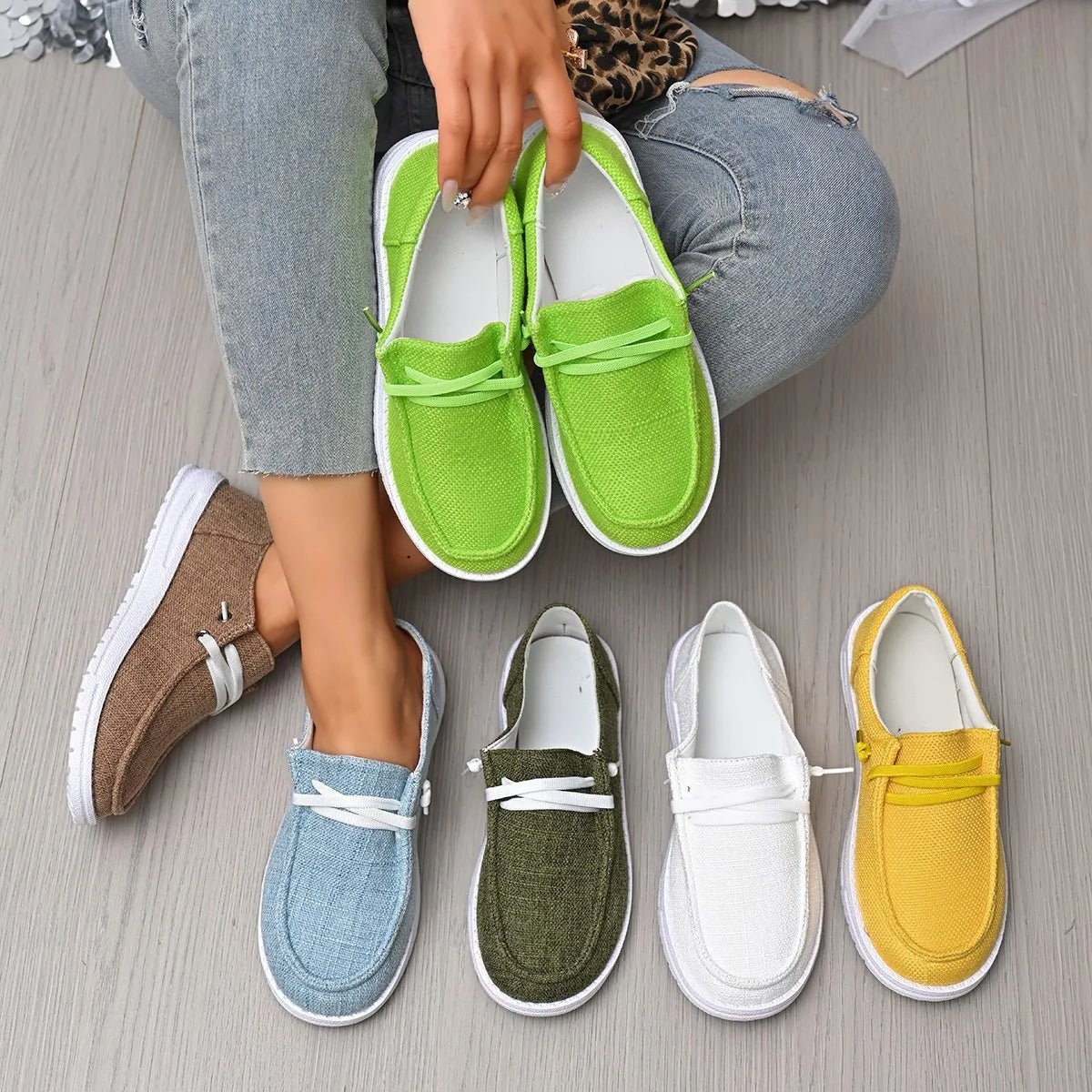 Round Toe Canvas Slip - Ons - CELIVINE