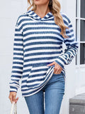 Striped Dropped Shoulder Hoodie - CELIVINE