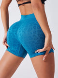 Ruched Leopard High Waist Active Shorts - CELIVINE