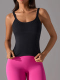 Scoop Neck Active Tank with Detachable Chest Pads - CELIVINE