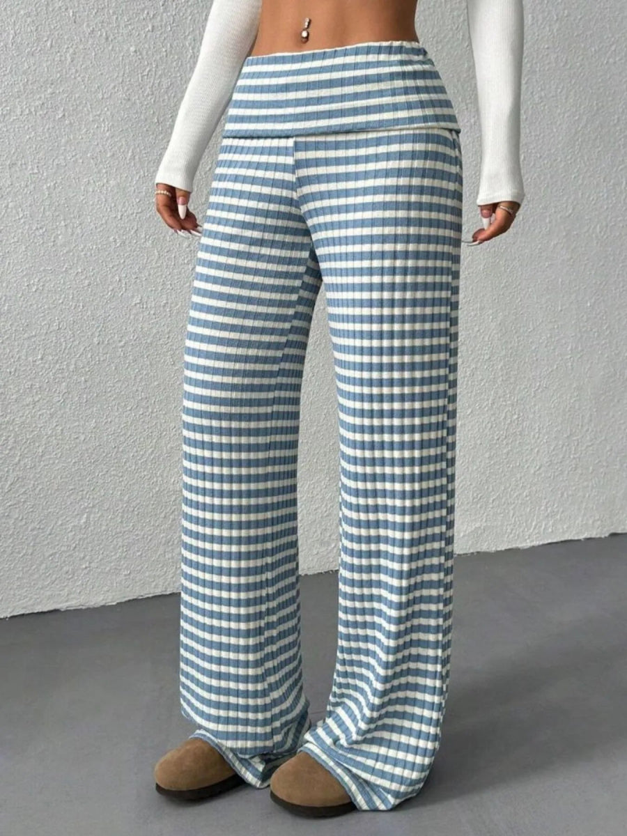 Striped Wide Leg Pants - CELIVINE