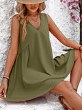 V - Neck Sleeveless Mini Dress - CELIVINE