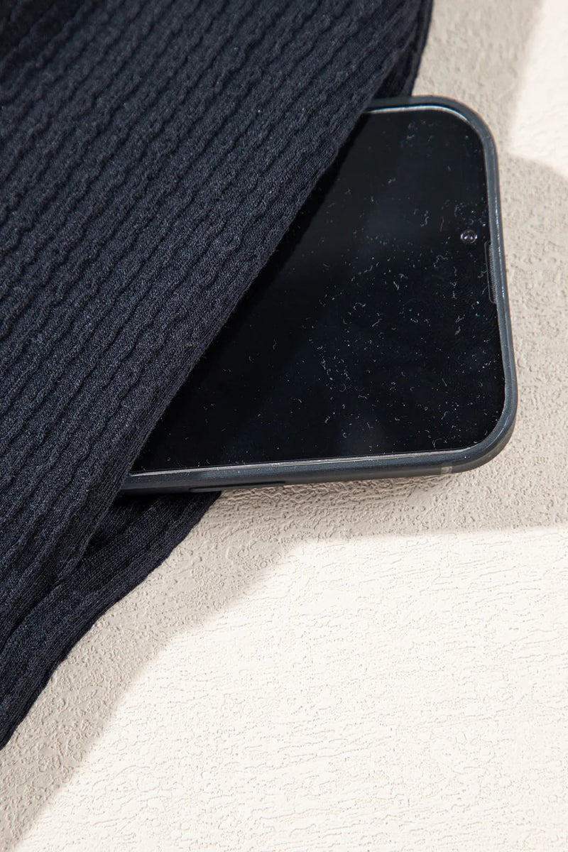 Smocked Bust Textured Knit Sleeveless Romper - CELIVINE