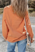 Pumpkin Round Neck Long Sleeve Sweatshirt - CELIVINE