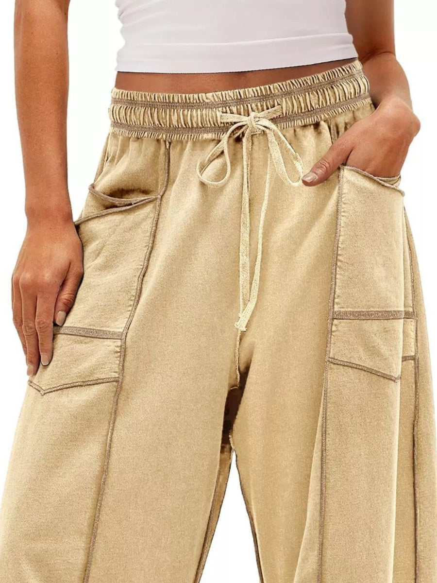 Drawstring Wide Leg Pants - CELIVINE