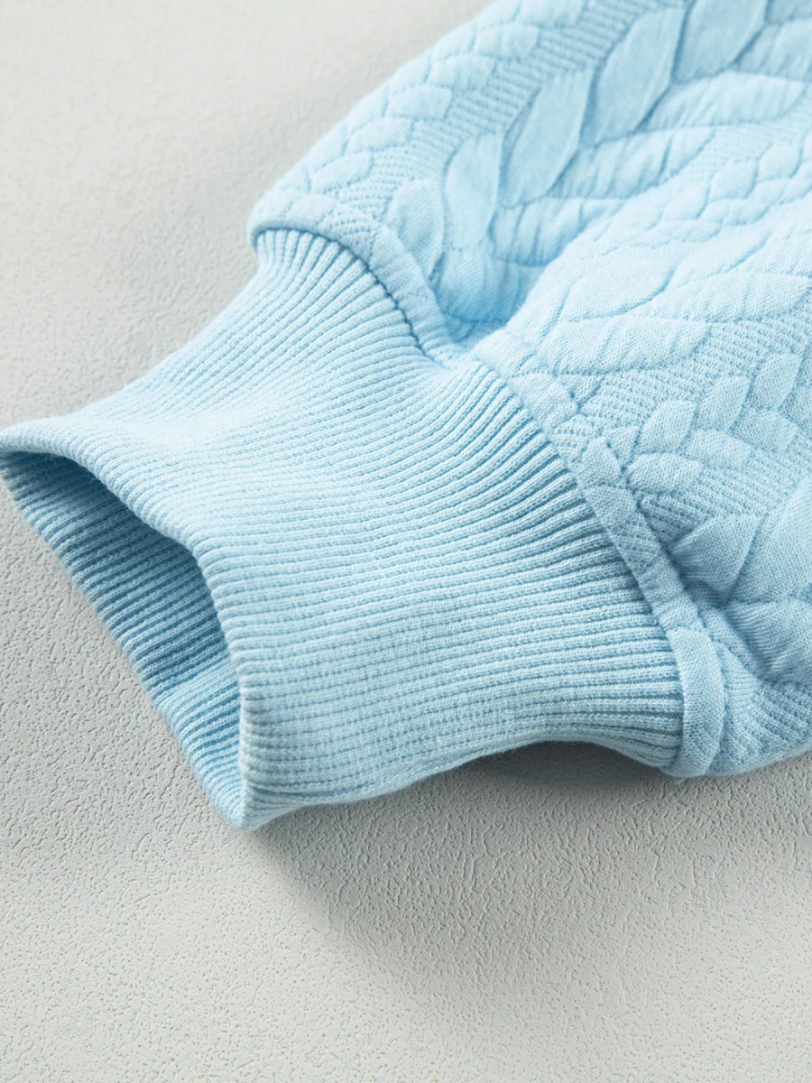 Drawstring Textured Baggy Solid Hoodie - CELIVINE