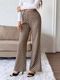 Plaid High - Waisted Wide Leg Pants - CELIVINE