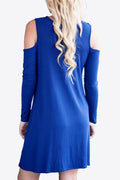 Cold - Shoulder Long Sleeve Round Neck Dress - CELIVINE