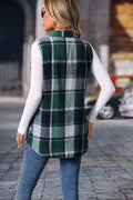 Plaid Button Up Vest Coat - CELIVINE