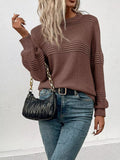 Round Neck Long Sleeve Sweater - CELIVINE
