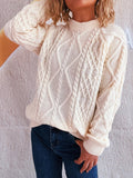 Cable Knit Long Sleeve Sweater - CELIVINE