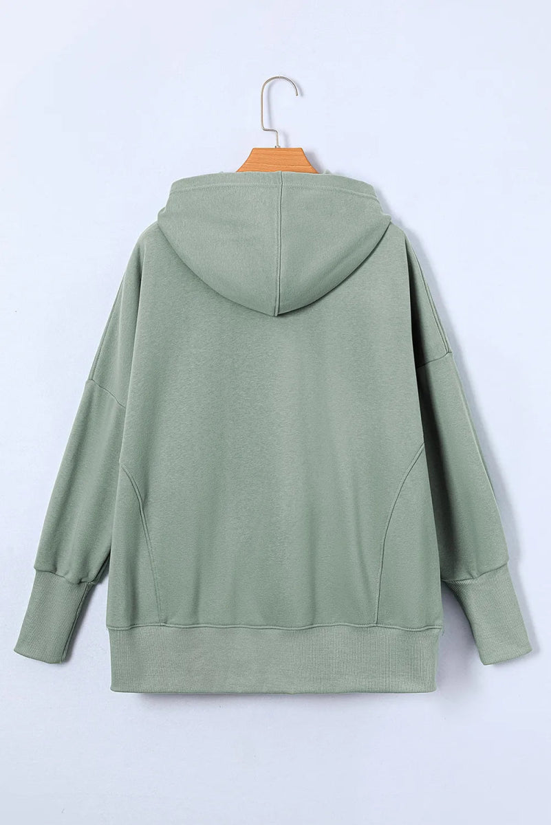 Quarter - Snap Dropped Shoulder Hoodie - CELIVINE