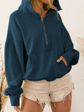 Zip - Up Dropped Shoulder Hoodie - CELIVINE