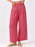 Wide Leg Smocked High Waist Pants - CELIVINE