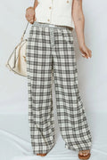 Plaid Wide Leg Pants - CELIVINE