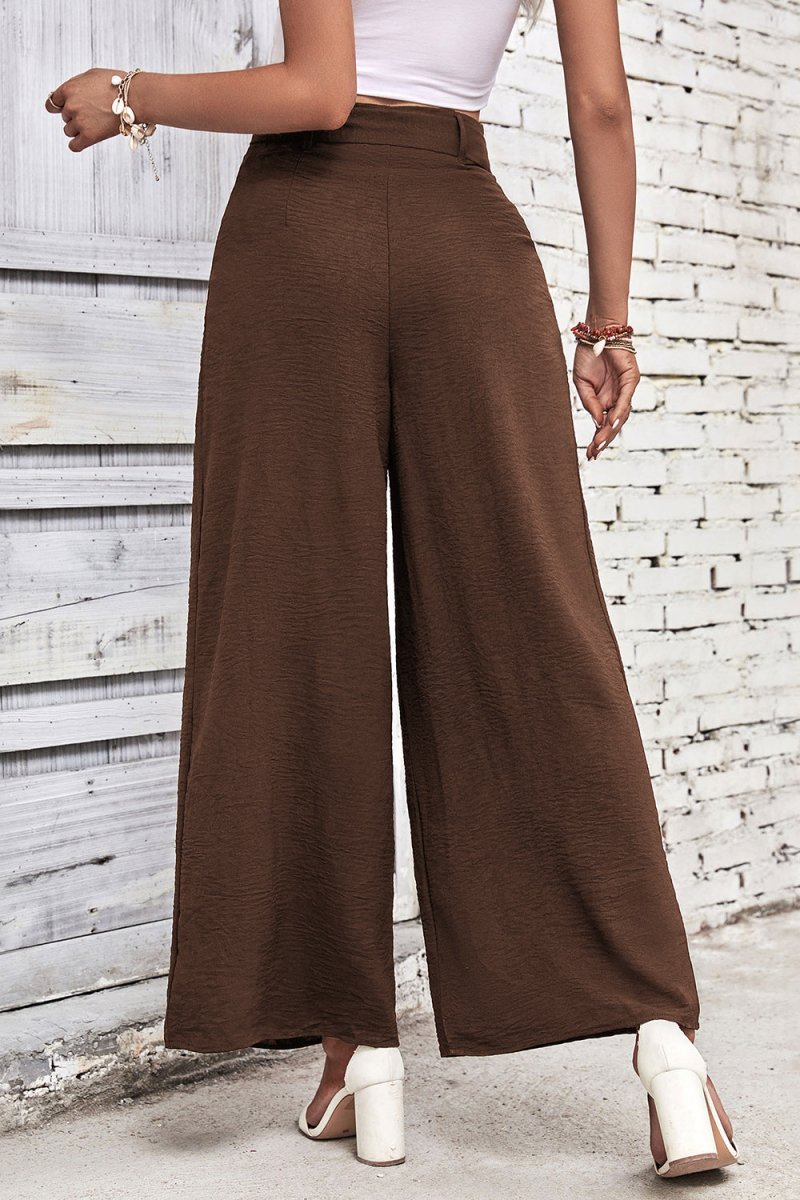 High Waisted Wide Leg Pants - CELIVINE