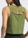 Round Neck Cropped Active Tank - CELIVINE