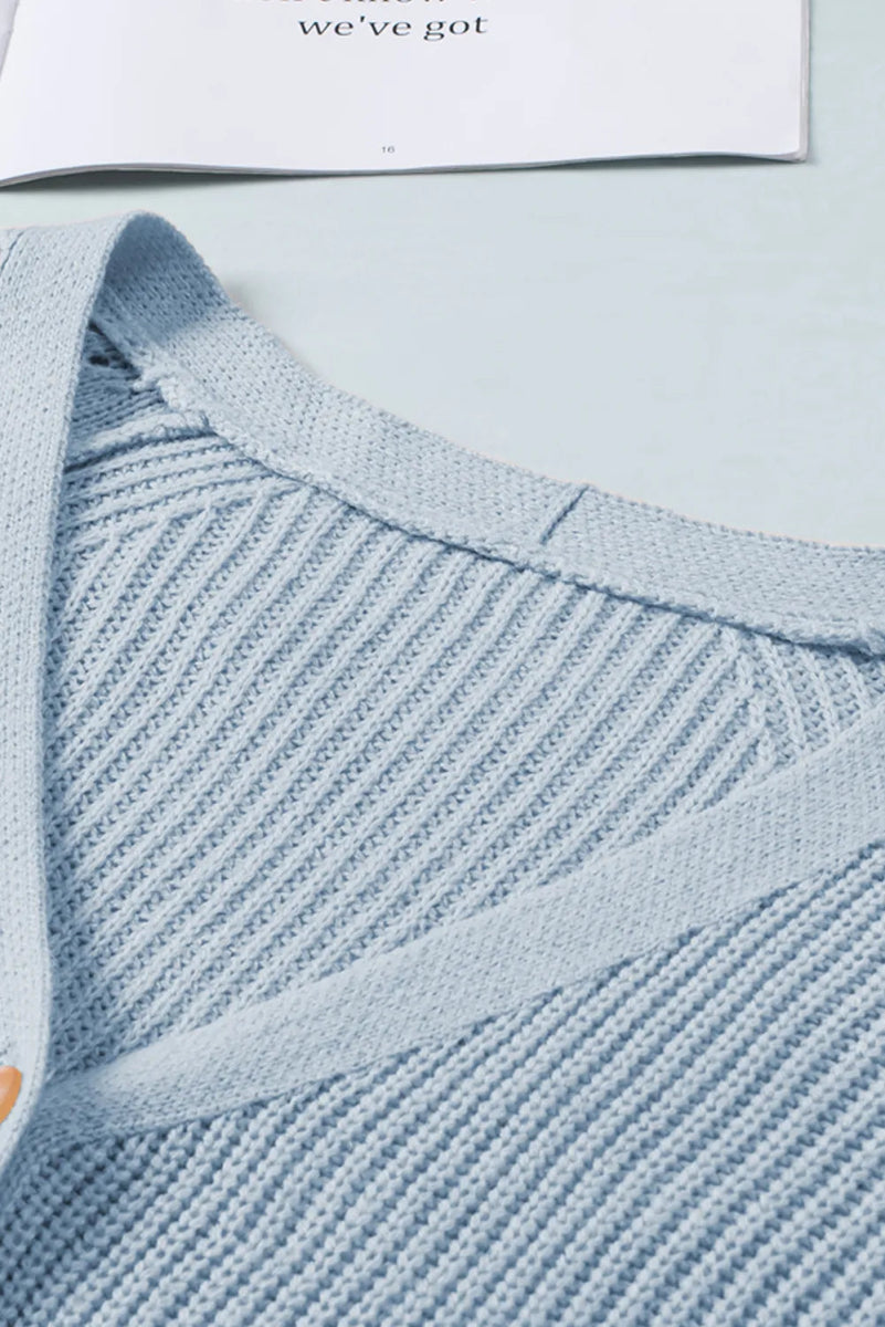 Openwork V - Neck Button Up Cardigan - CELIVINE