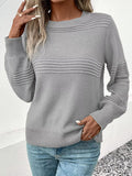 Round Neck Long Sleeve Sweater - CELIVINE
