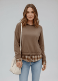 Drawstring Plaid Turtleneck Long Sleeve Top - CELIVINE