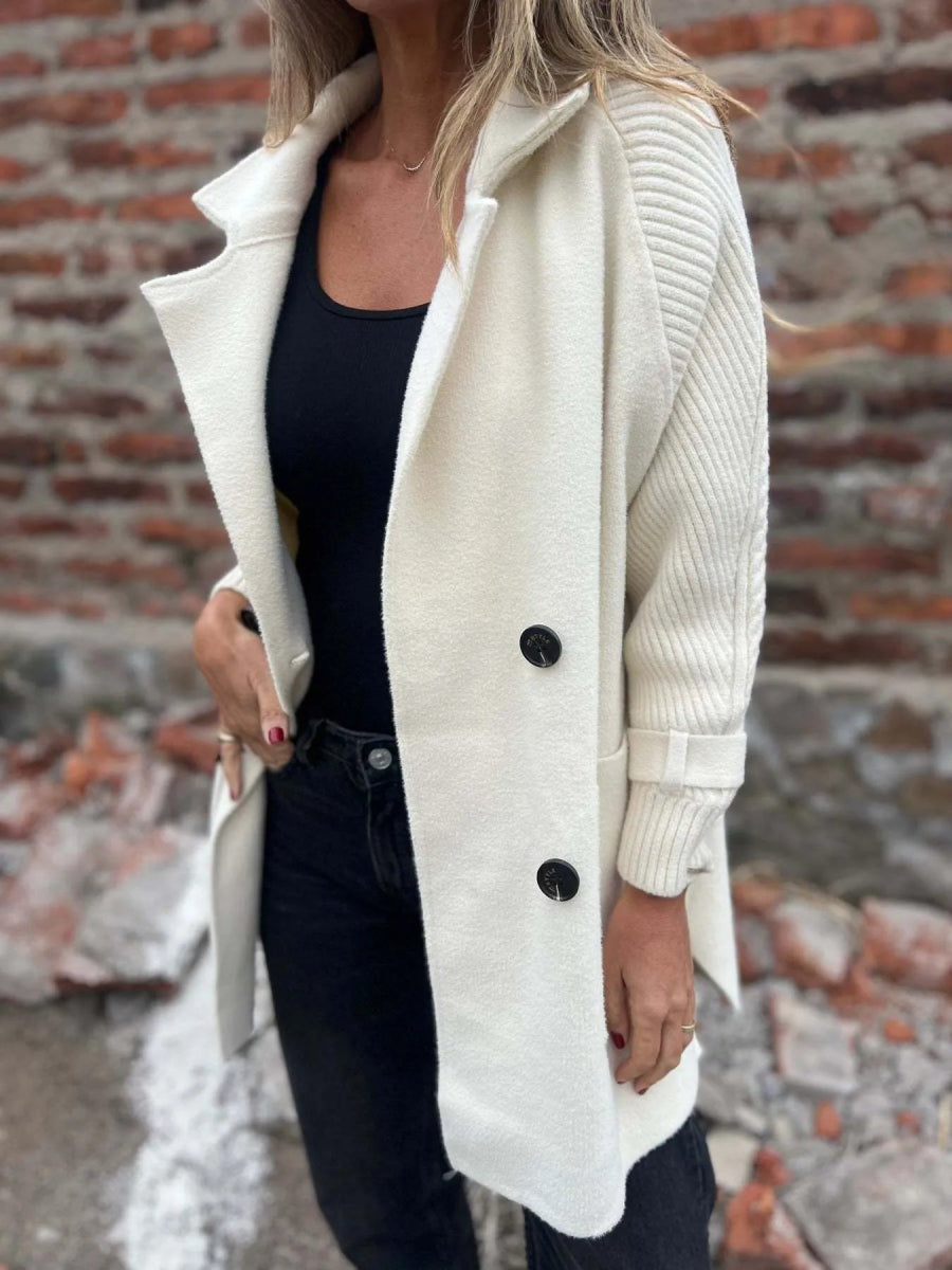 Full Size Texture Knit Longline Coat Plus Size - CELIVINE